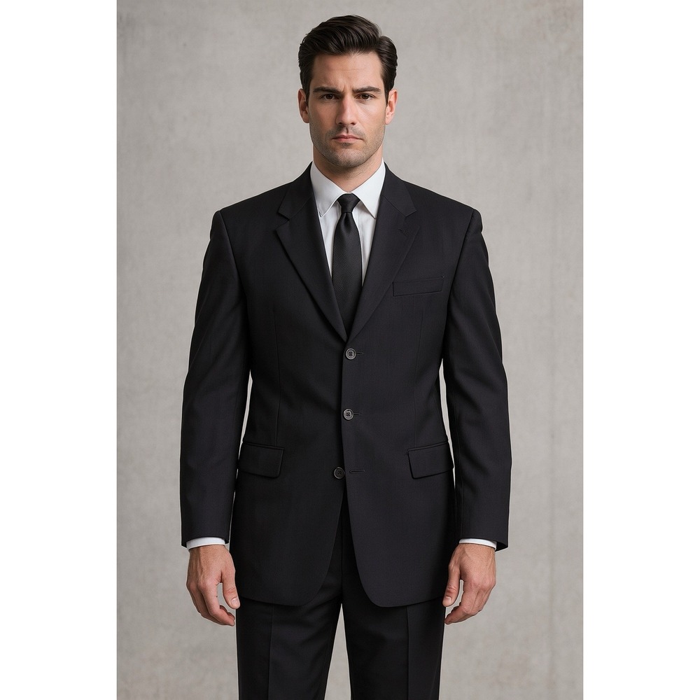 BLAZER JACKET  MENS 40 Giorgio Armani Italy Wool Cashmere Ribbed  Black VTG